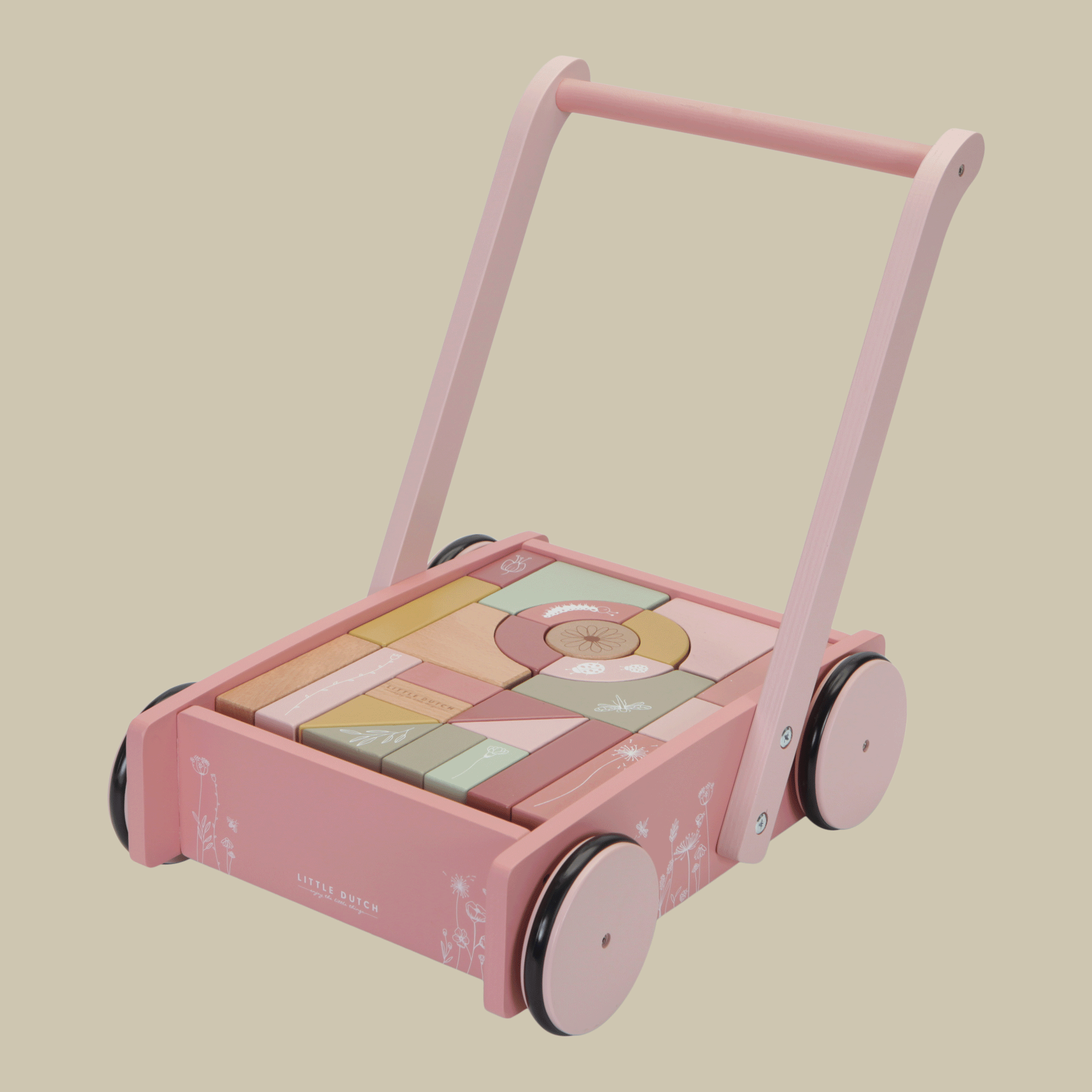 Little Dutch, Wózek z klockami Róż Flowers