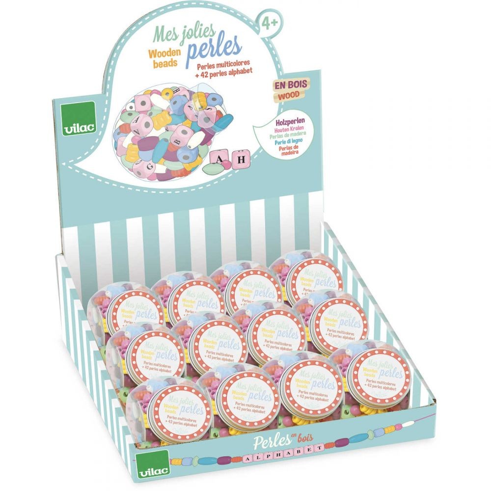 Vilac Koraliki Drewniane do Nawlekania 126 szt 4+