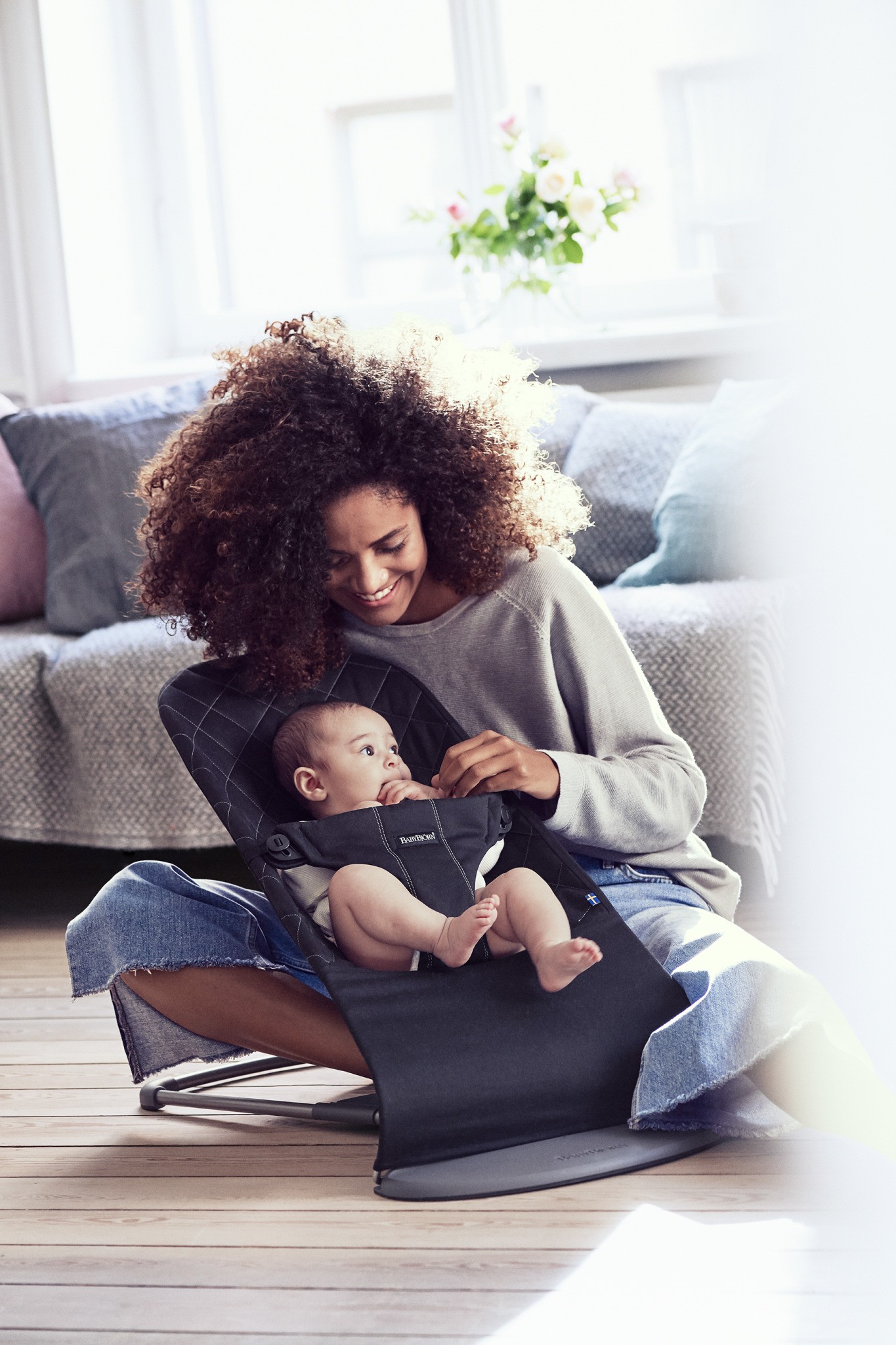 BabyBjörn Leżaczek Bliss Cotton Czarny 0+