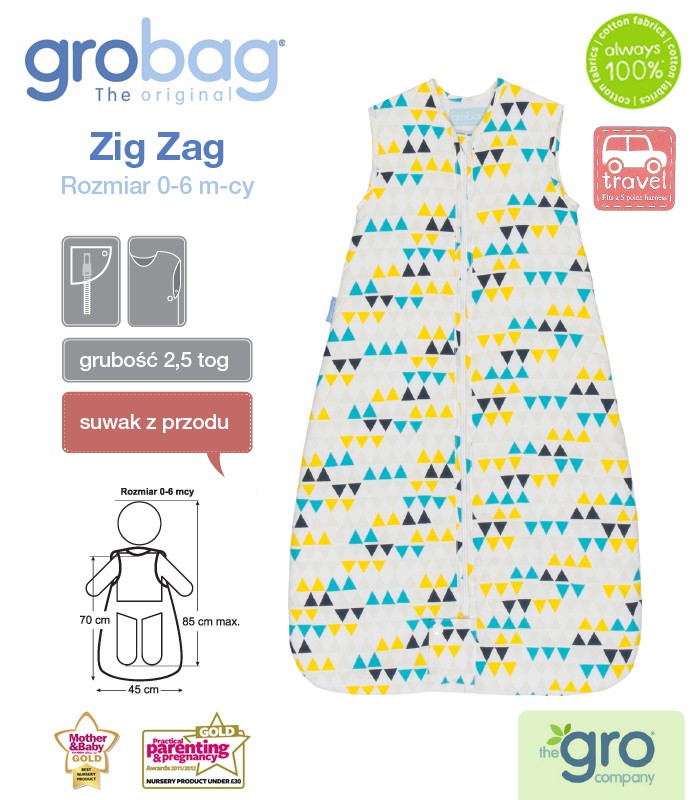 Gro Company Śpiworek Zig Zag Travel 2,5 tog 0-6 m-cy