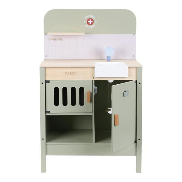 Little Dutch – Drewniany gabinet weterynarza FSC – zestaw do zabawy w opiekę nad zwierzętami 3+