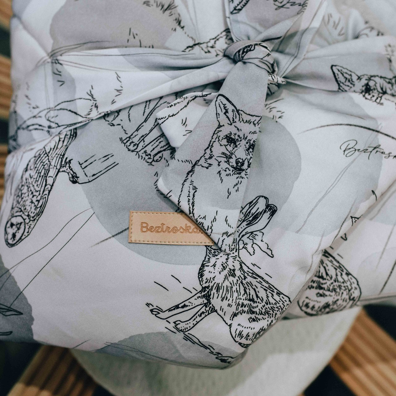 Rożek Niemowlęcy Bawełniany z Welurem Polska Jesień 75x75cm