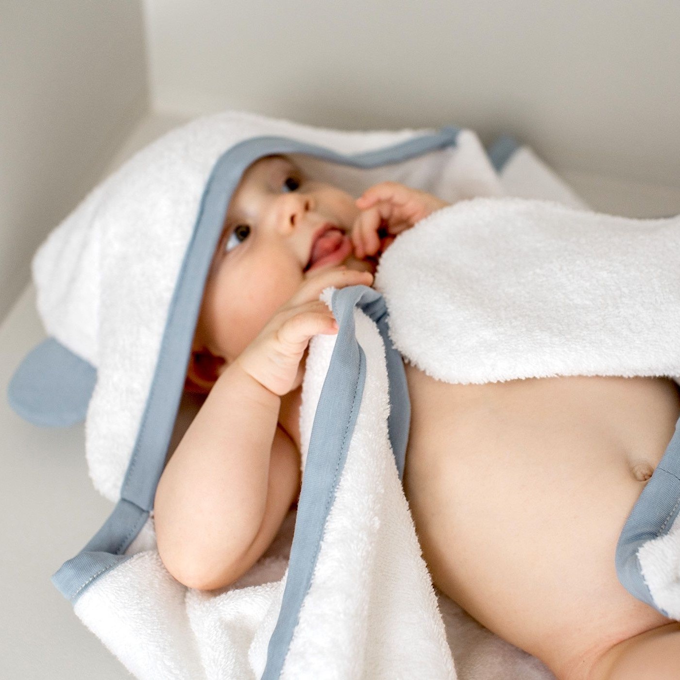 Poofi Ręcznik Teddy Dusty Blue dla niemowląt 0+