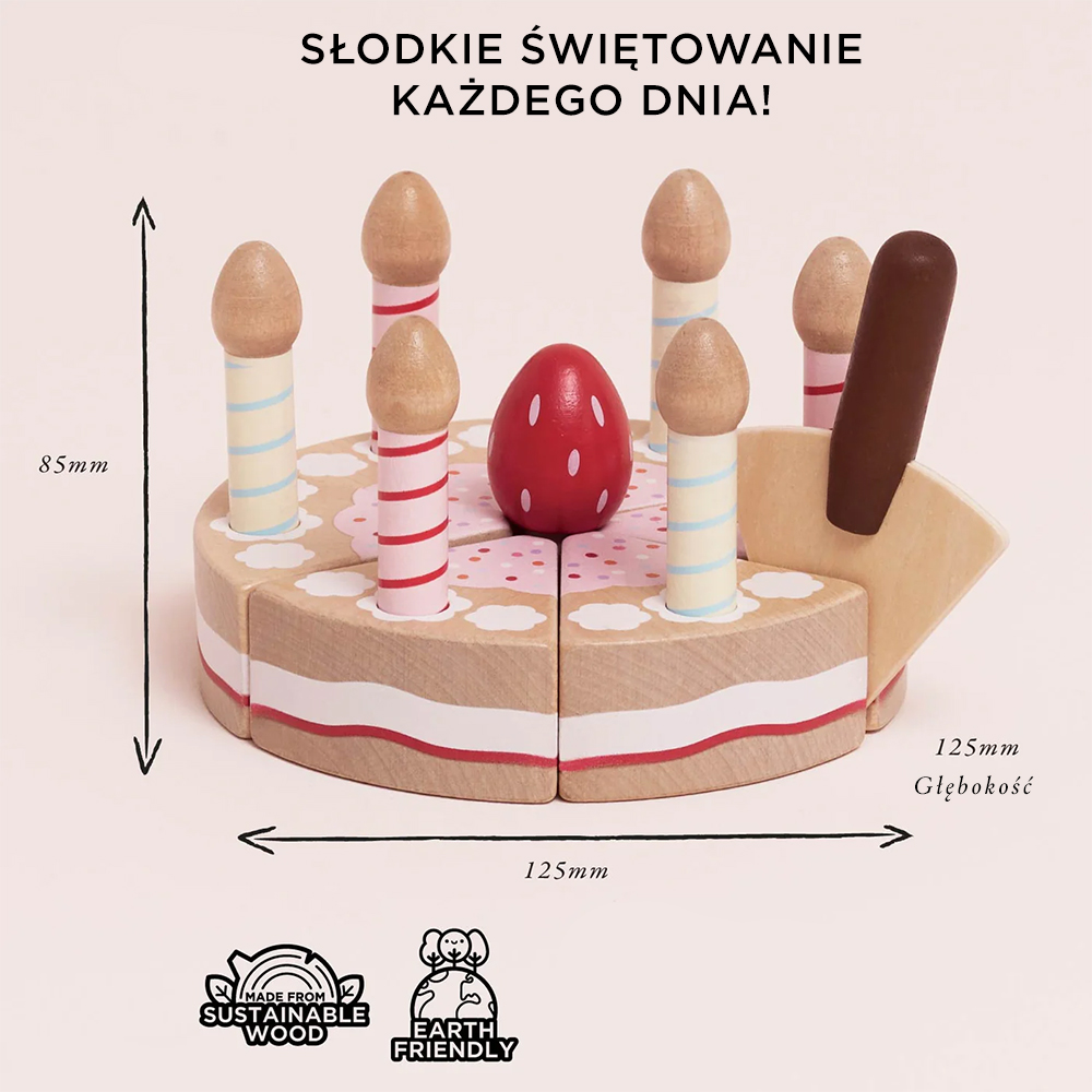 Drewniany tort urodzinowy ze świeczkami, zabawka dla dzieci | Le Toy Van
