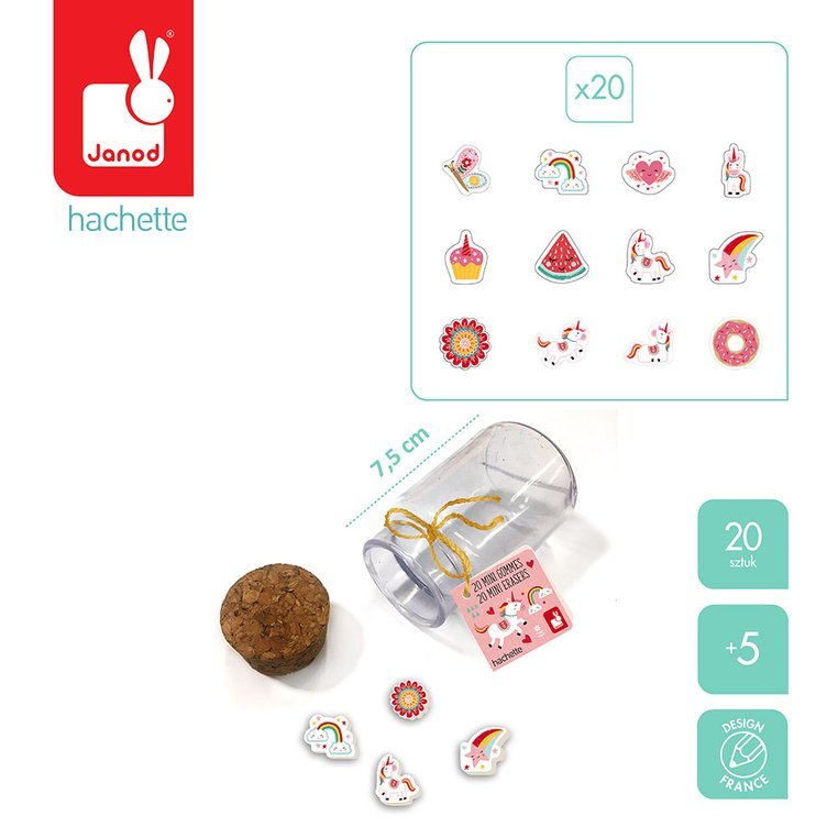 Janod Gumki do ścierania Lisek & Jednorożec 20szt 5+