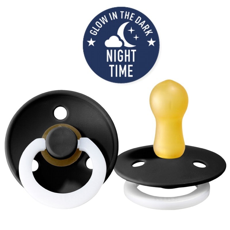 Smoczek BIBS Kauczukowy S Czarny Świecący w Ciemności 1+