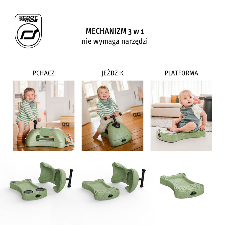 SCOOTANDRIDE My First Ewolucyjny jeździk pchacz 3w1 6 m+