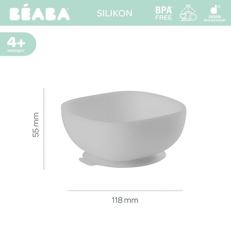 Beaba Miseczka Silikonowa z Przyssawką Szara 