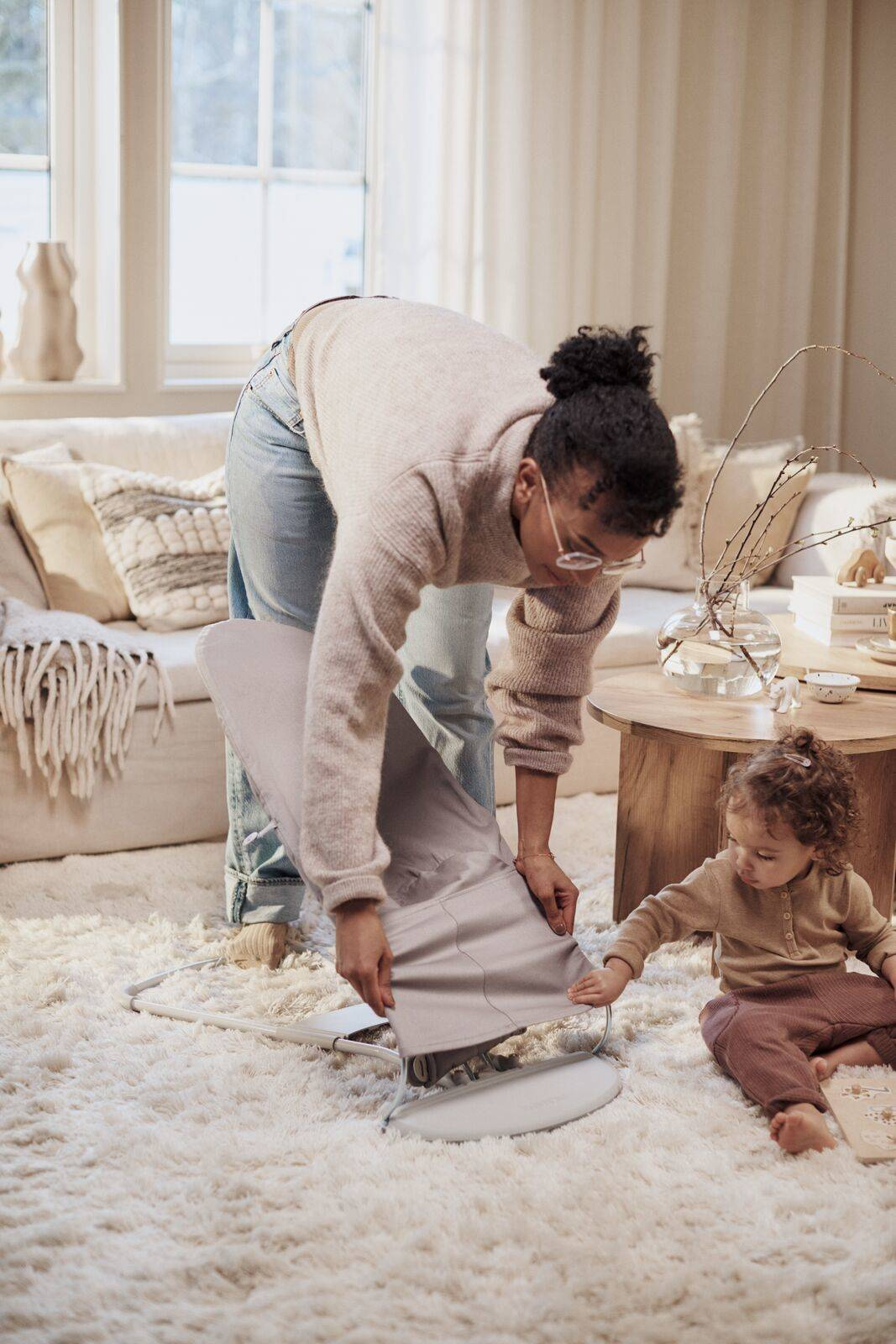 BabyBjorn Leżaczek Bliss Woven Piaskowoszary