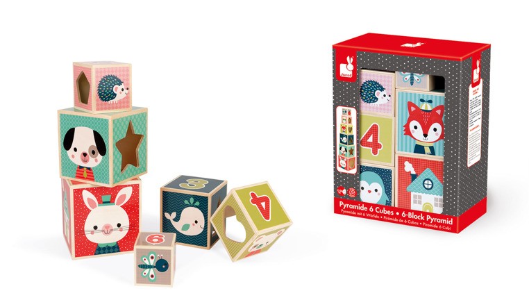 Janod Piramida Wieża Drewniana Baby Forest 12m+