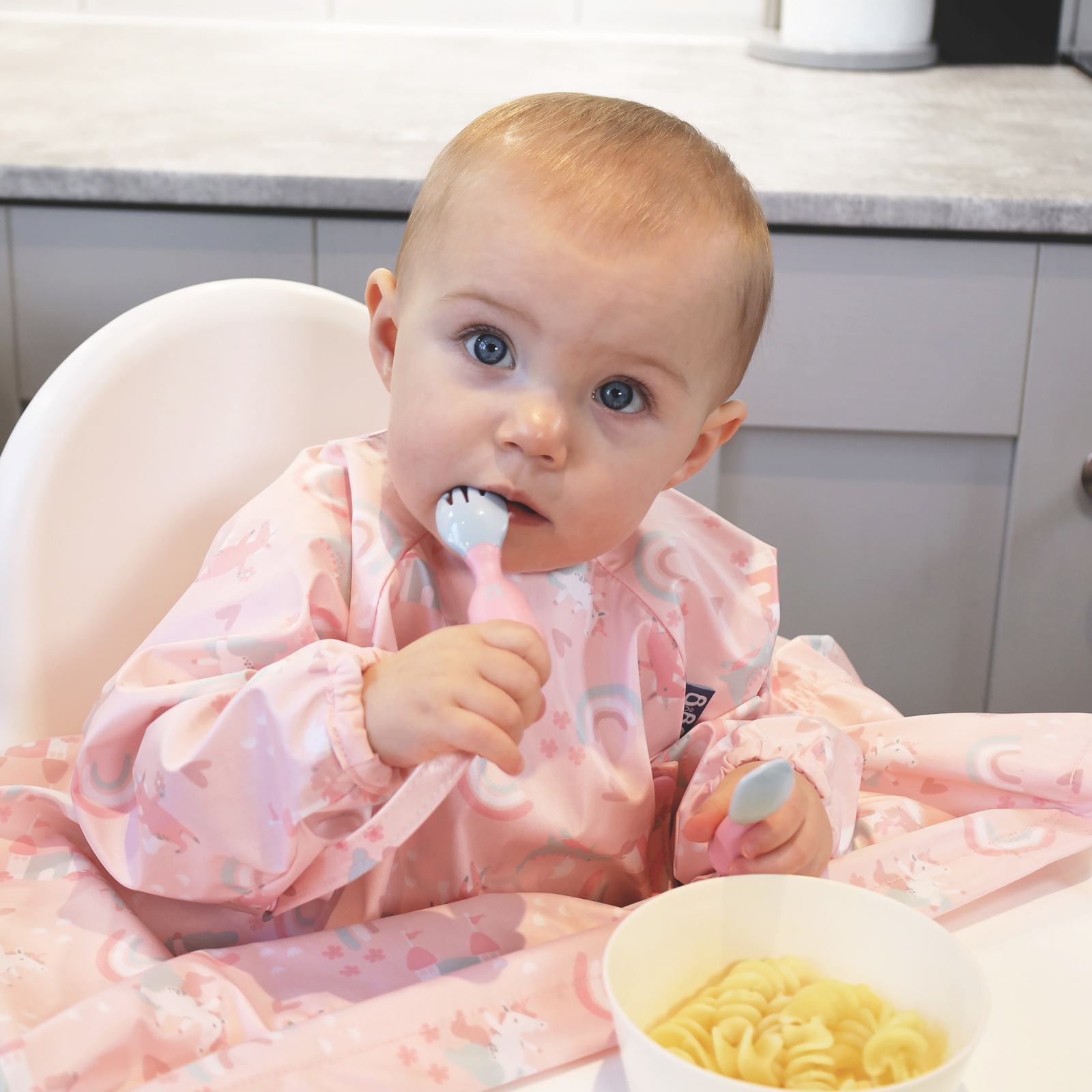 Zestaw Śliniak BLW i sztućce  Over the Rainbow