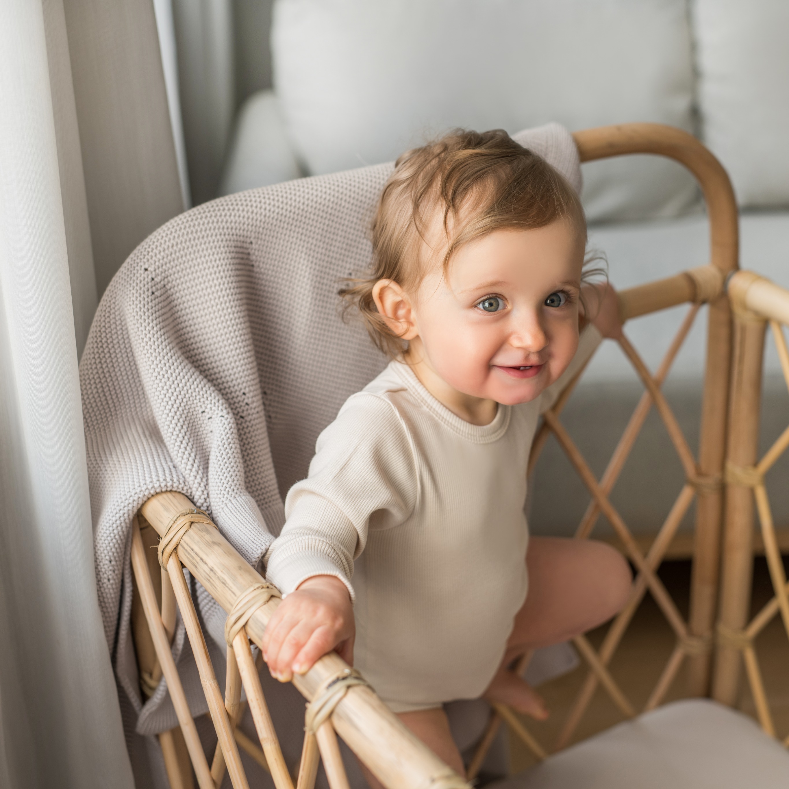 Poofi Kocyk bawełniany Paris jasny beż 80x100cm