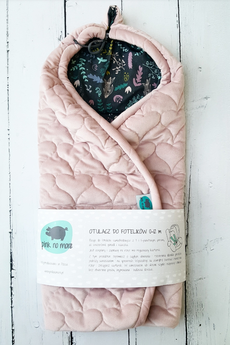 Otulacz do fotelika Pink No More Pudrowy Róż Botanic
