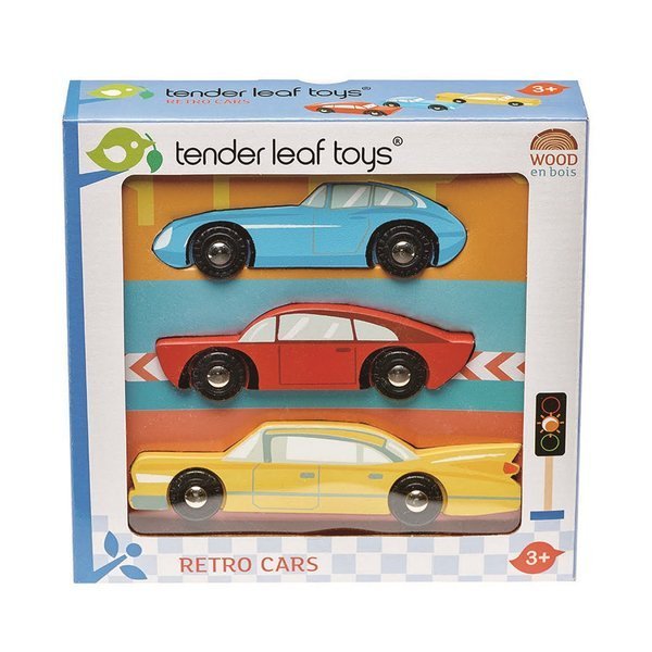 Tender Leaf Toys Samochody Retro 3 szt. | Drewniane Pojazdy 1+