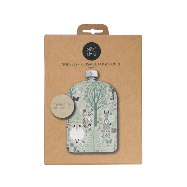 Baby Livia Wielorazowe Saszetki na Pokarm Forest 6szt 6m+