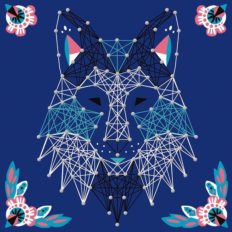 Janod Zestaw Kreatywny Przeplatanka 3D String Art Zwierzęta 8+