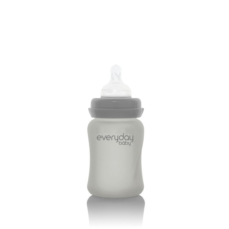 Everyday Baby, Szklana butelka ze smoczkiem S, 150 ml - szara