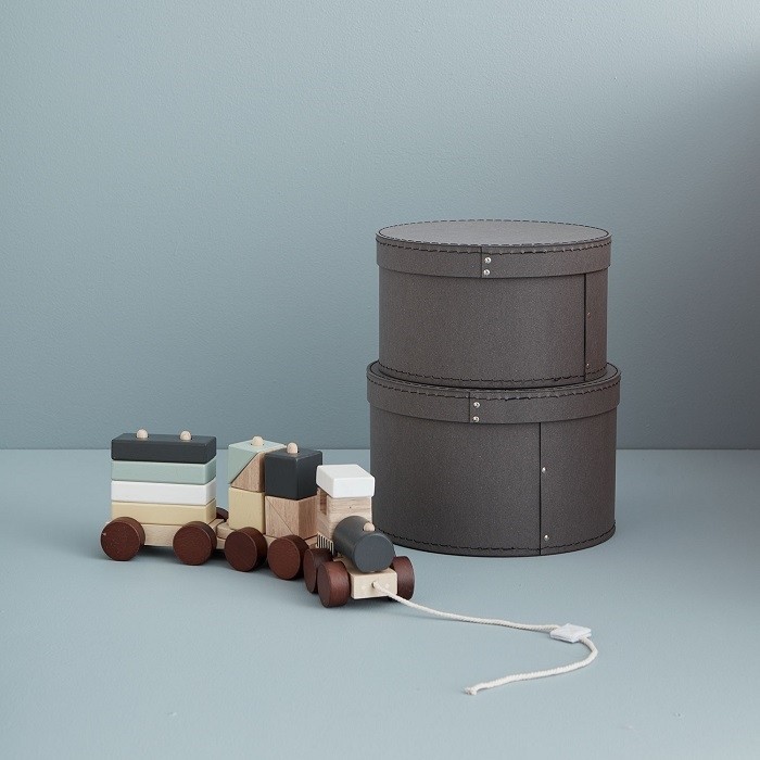 Kids Concept Pudełka Kartonowe Okrągłe 2 szt Grey 0+