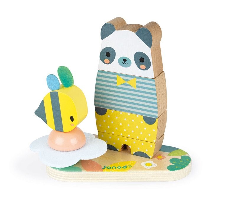 Janod Układanka Drewniana Piramida Miś Pure 12m+