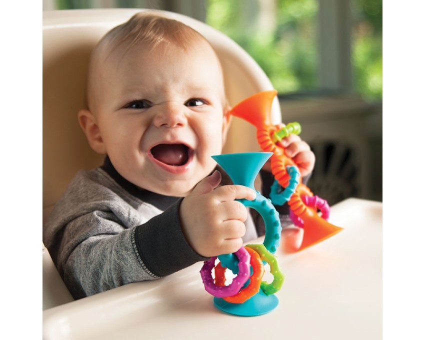 Fat Brain Toy, Bobo Przyssawka Grzechotka Pomarańczowa