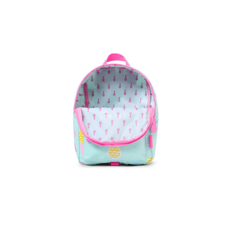 Plecak ze smyczą ananasy miętowo-różowy 1+ | Fabryka Wafelków