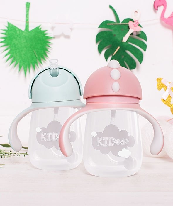 KIDodo Bidon z Obciążoną Słomką Różowy 260ml 6m+