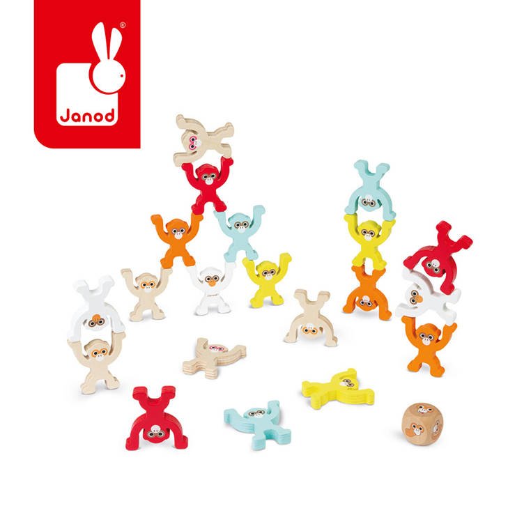 Janod Małpia piramida zręcznościowa 2+ | Drewniana gra edukacyjna