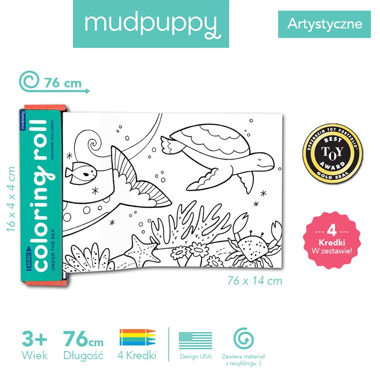 Mudpuppy Kolorowanka w rolce Pod wodą 76cm 3+ 4 kredki