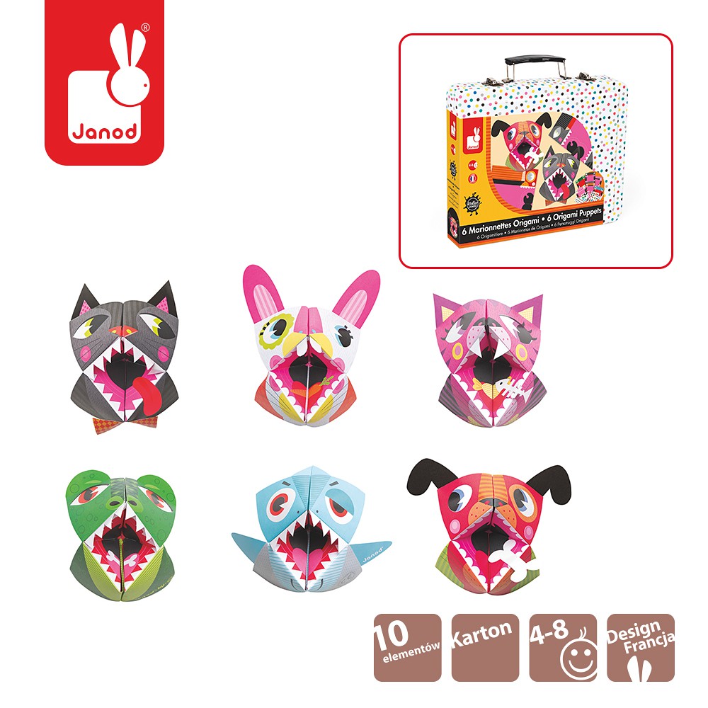 Janod Zestaw Kreatywny Origami Kolorowe Zwierzątka 6+ lat