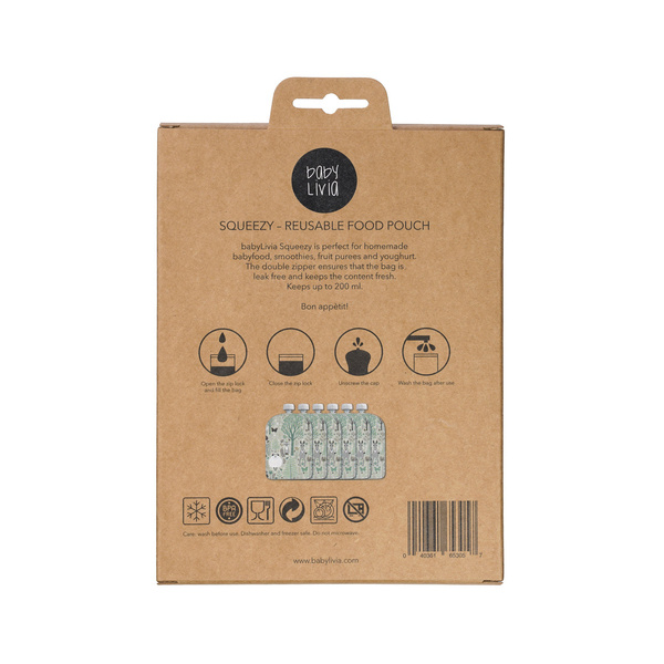 Baby Livia Wielorazowe Saszetki na Pokarm Forest 6szt 6m+