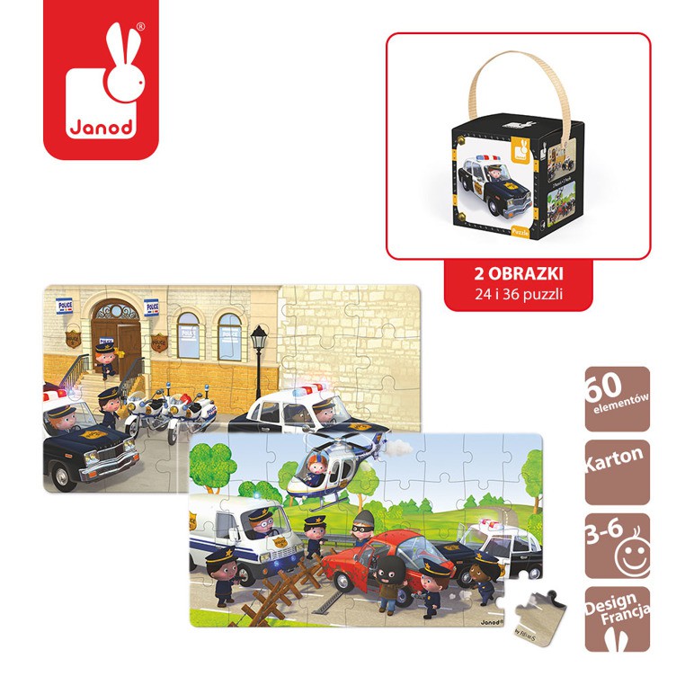 Janod Puzzle 2w1 Radiowóz Pawła 3+ lat