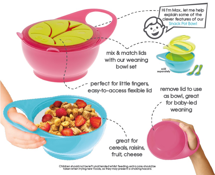 Skip Hop Garnuszek na przysmaki Easy Hold różowo-zielony 12m+