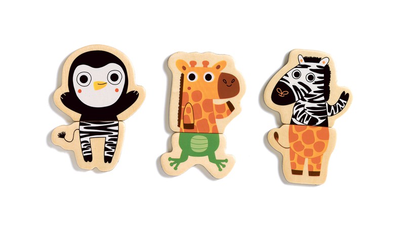 Djeco Magnetyczne Puzzle Drewniane Dżungla 2el 18m+