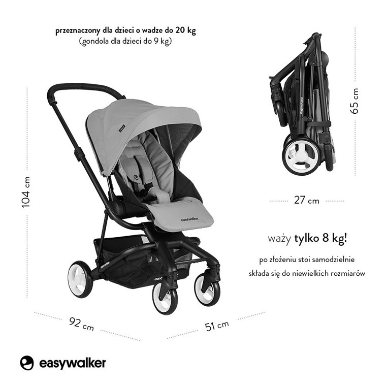 Easywalker Charley Wózek głęboko-spacerowy Cloud Grey 0+