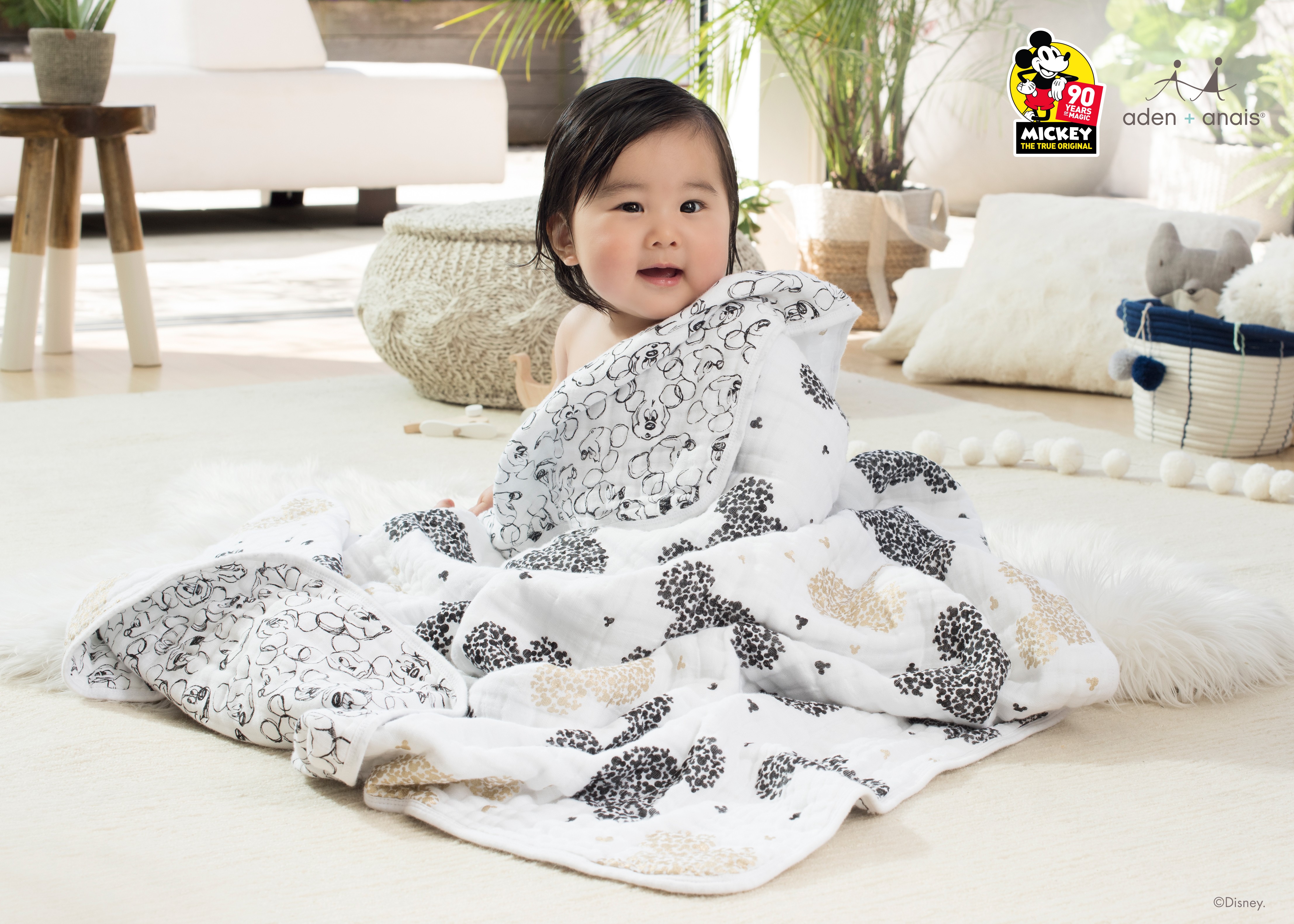 Aden + Anais Kołderka Muślinowa Mickey's 90th 120x120