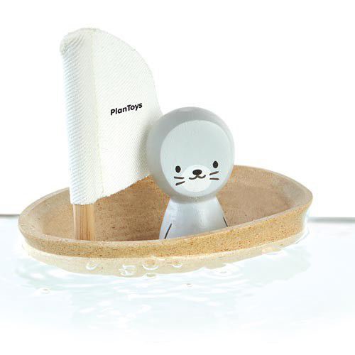 PlanToys Żaglówka z Foczką - Zabawka do Kąpieli 1+