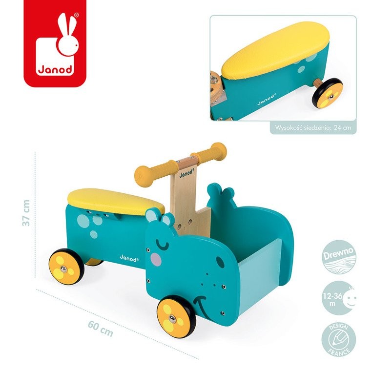 Janod, Drewniany jeździk ze skrzynią Hipopotam