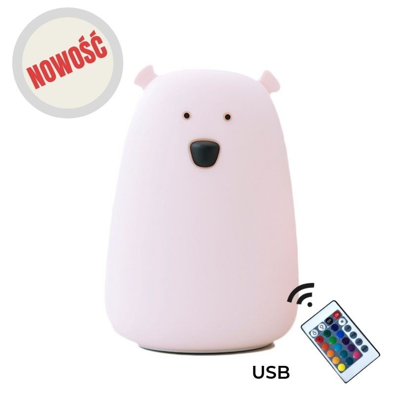 Rabbit&Friends, Lampka miś różowy z pilotem