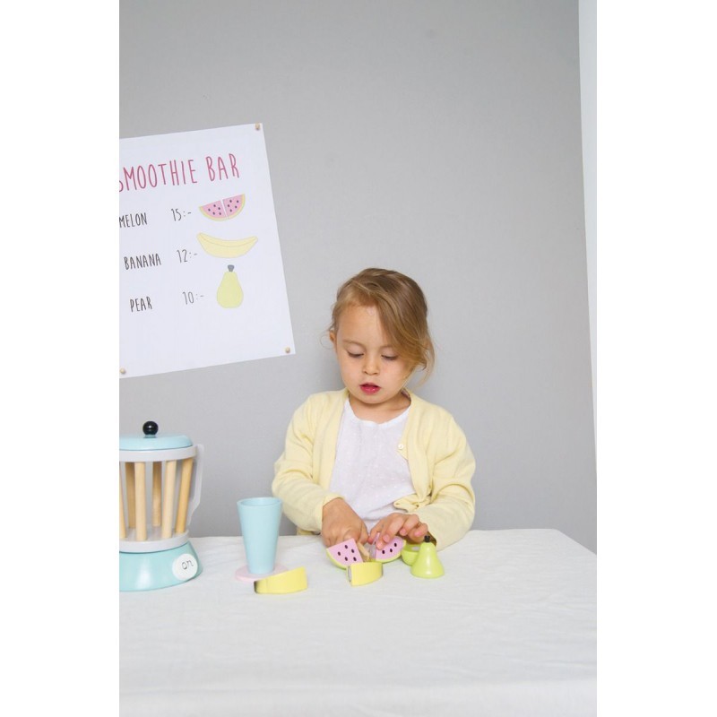 Drewniany blender z owocami JaBaDaBaDo - zestaw do koktajli 3+