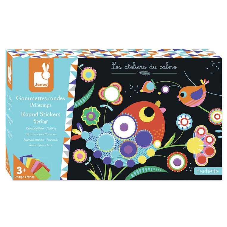 Janod Zestaw kreatywny Okrągłe naklejki Wiosna 3+