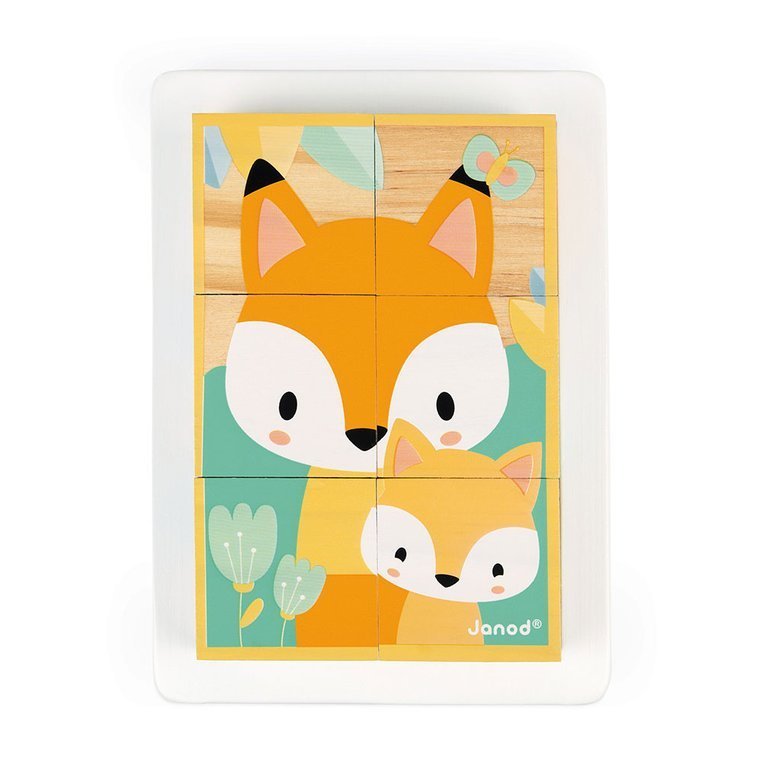 Janod Klocki Drewniane Puzzle Pure 6el 1+