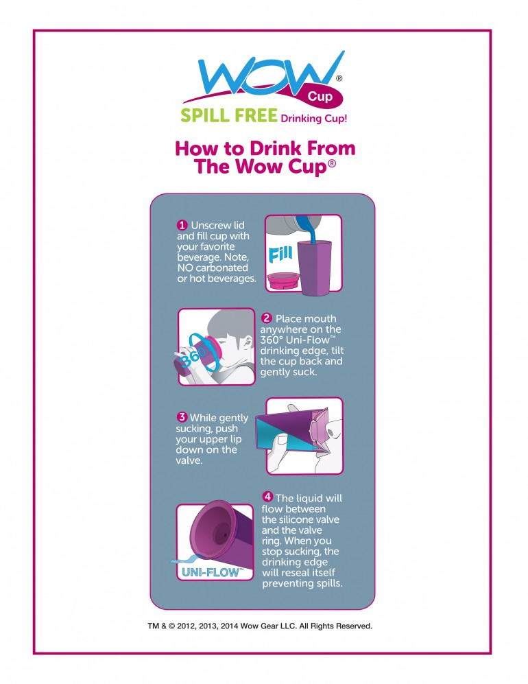 WOW Kids Kubek Niekapek 360° Różowy 12m+