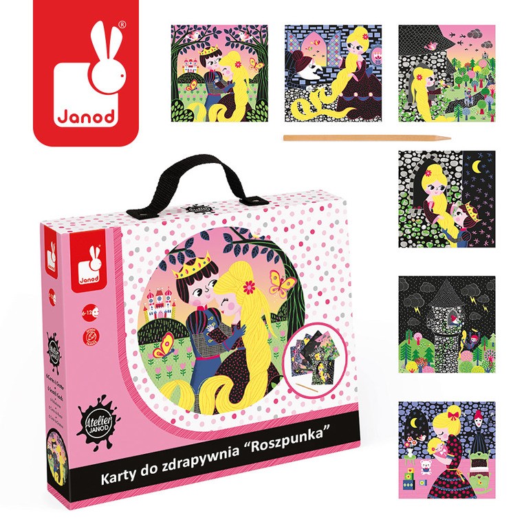 Janod Karty do zdrapywania Bajka o Roszpunce 6+