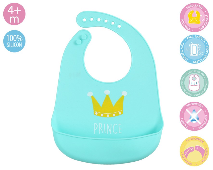 Kiokids Silikonowy śliniaczek miętowy z kieszonką 4m+