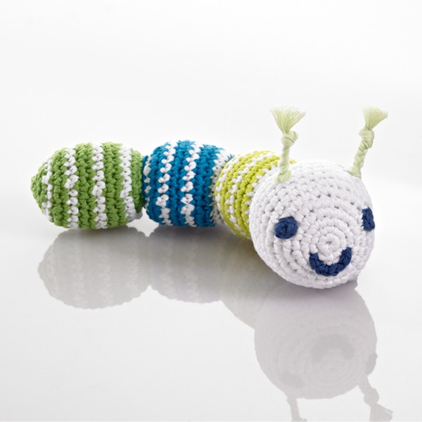 Pebble Grzechotka Gąsienica Niebieska 0+ | Rękodzieło