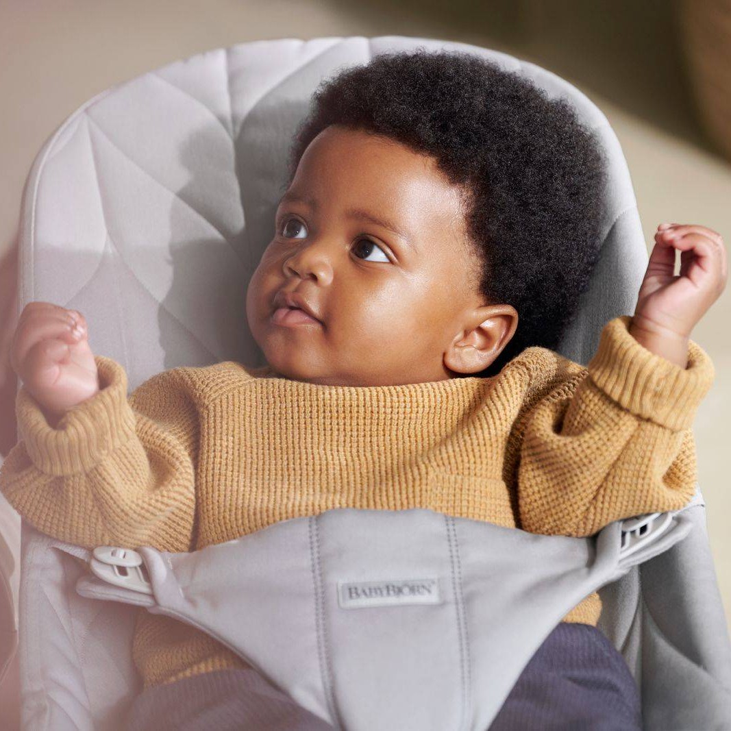 BabyBjorn Leżaczek BLISS COTTON 3-12m Jasny Szary