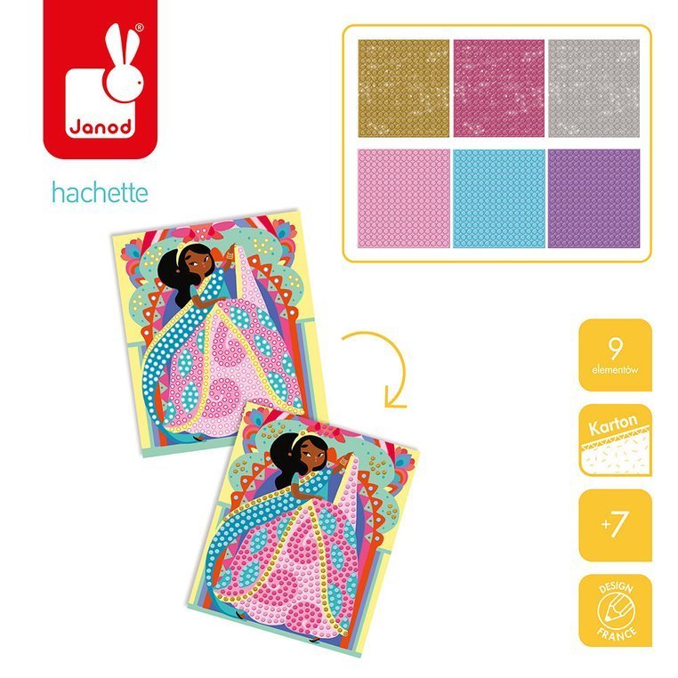 Janod Zestaw Kreatywny Mozaika Księżniczki 7+