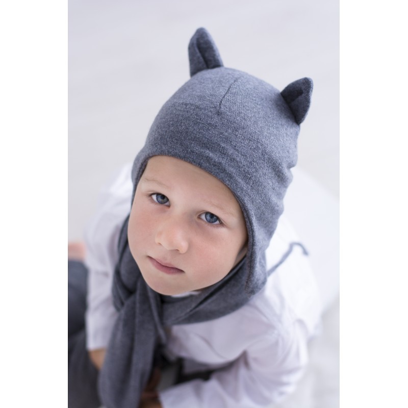 Effii Czapka Kaszmirowa z Uszkami L Grafitowa 1+