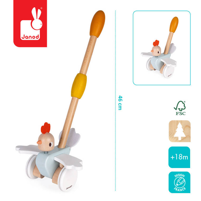 Janod, Drewniany pchacz kurka 18 m+