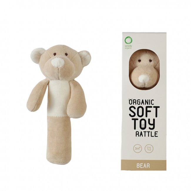 Wooly Organic Miś Grzechotka Organic 16,5 cm 0+
